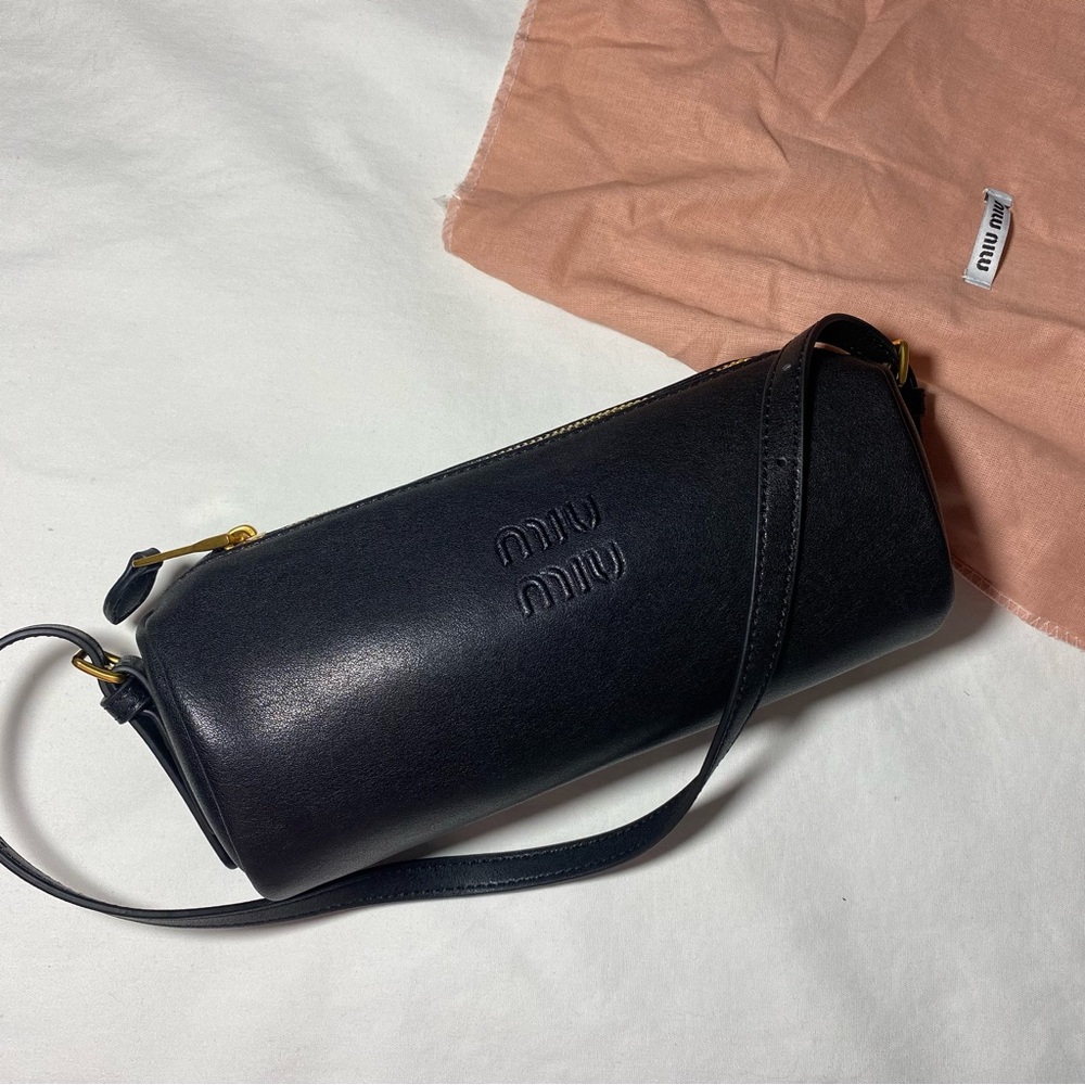 Authentic Miu Miu Black Leather Shoulder Bag Purse